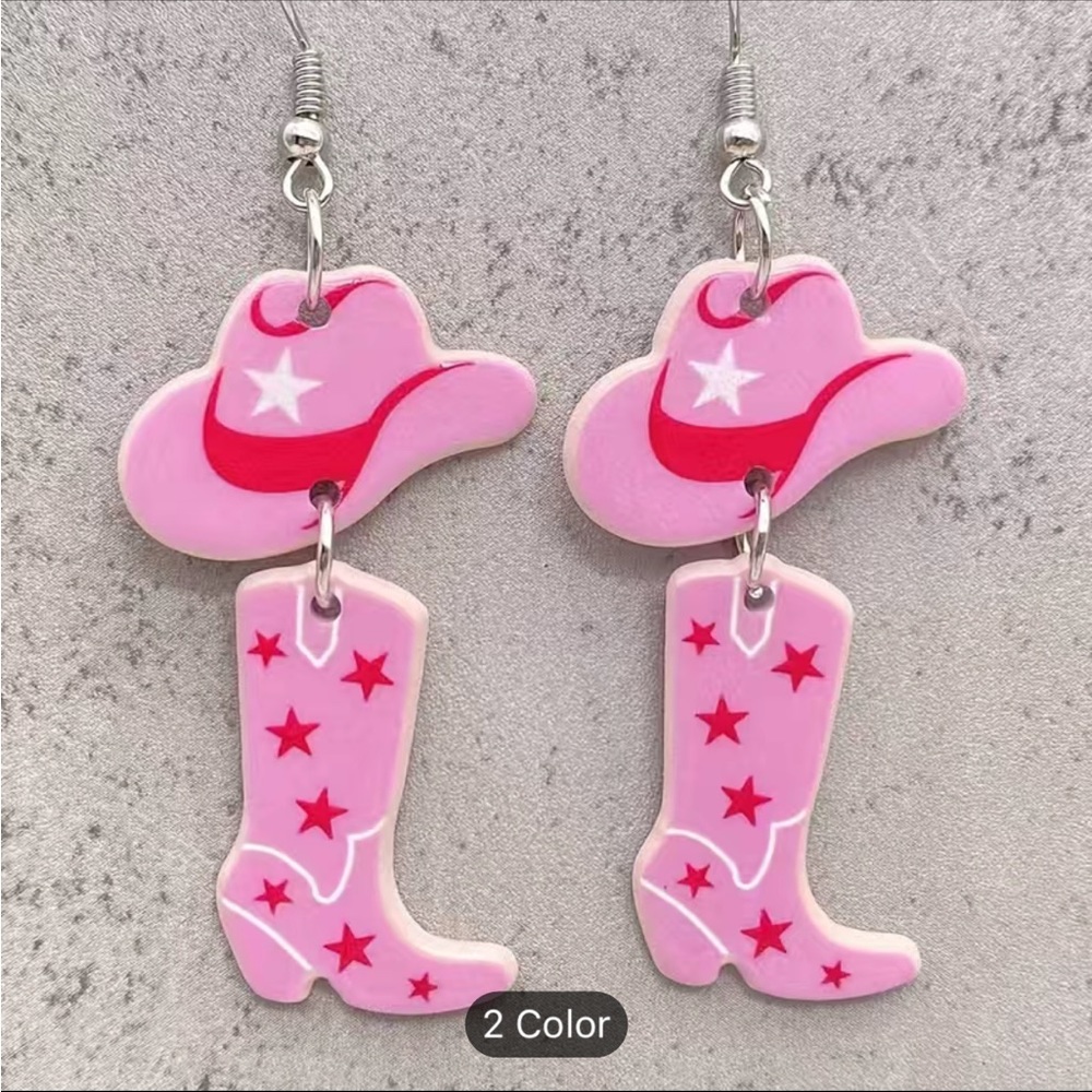 Nwt western style pink acrylic earrings